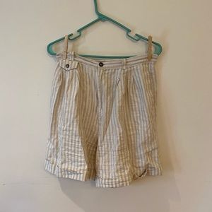 Vintage cream and tan linen/cotton shorts